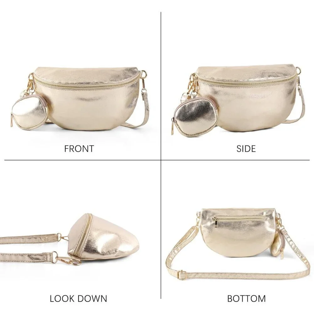 Women’s Leather Crossbody Bag Vegan Sling Purse Fanny Pack Casual Travel